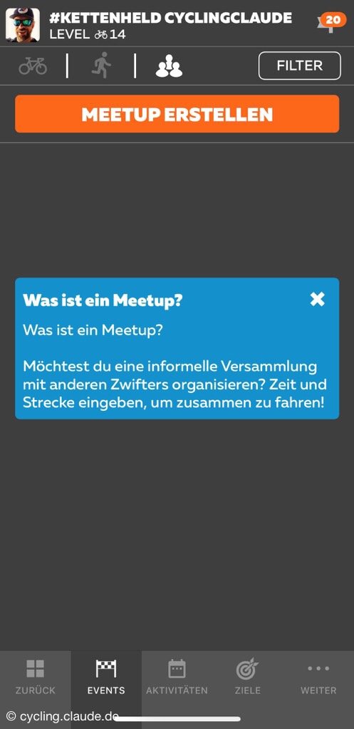 Zwift Meetup planen