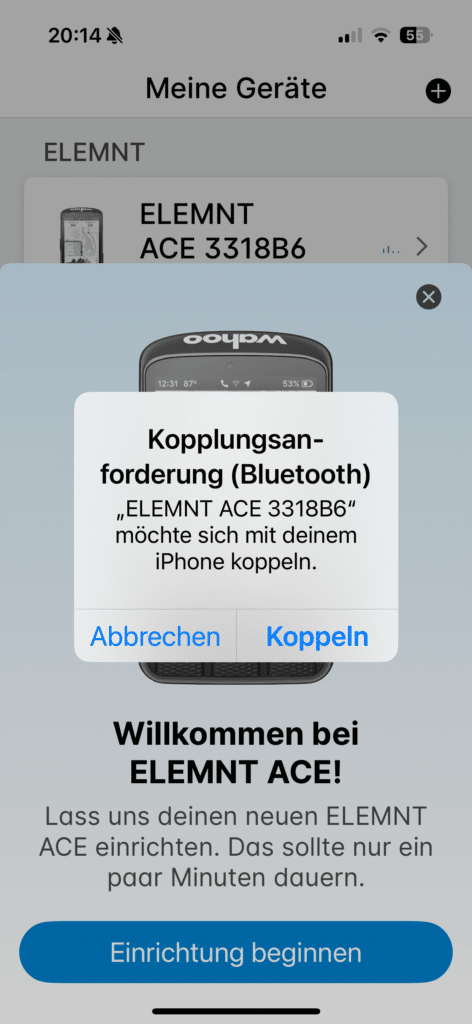 Aufsetzen ACE mit Smartphone